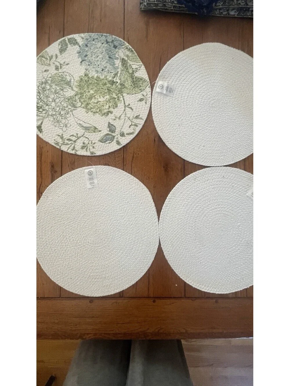 Martha Stewart Placemat Hydrangea Flower Pattern Woven Cotton Set Of 4  Lt Blue